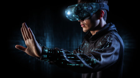 virtual reality learning, education, innovative, men, sensory, developmentの素材