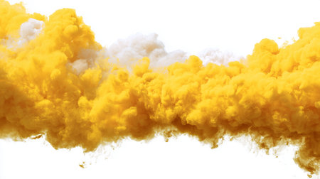 yellow smoke, white background isolated, thick sulfur smoke curtain effectの素材
