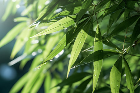 Bamboo leaf tips and water dropsの素材