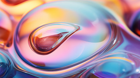 Close-up photo of soap bubble surface texture, colorful iridescent reflectionsの素材