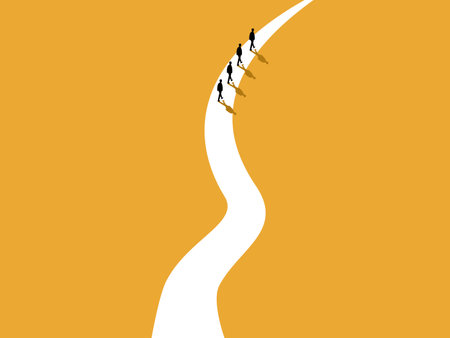 Business team walks the final curveのイラスト素材