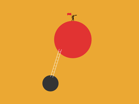 Businessman Seeing New Opportunities on the Career Ladderのイラスト素材