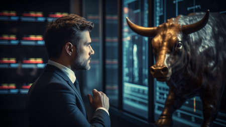 New stock traders who are watching the bull marketの素材