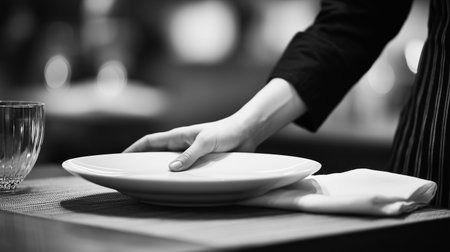 hand of a restaurant server in blackの素材