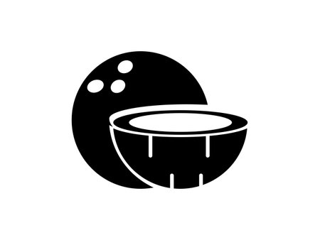 Fresh coconut icon isolated on black, white backgroundのイラスト素材