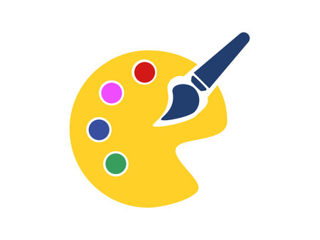 Artist's palette icon set for drawing, mixing, and creating.のイラスト素材