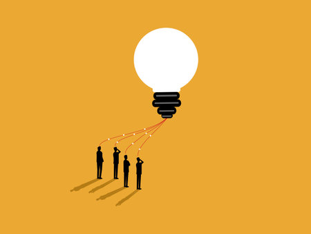 team of business people brainstormed and created a light bulbのイラスト素材