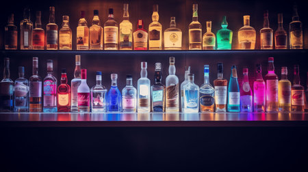 colorful cocktails in tall highball glassesの素材