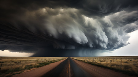 Rolling shelf cloud with horizontal formationの素材