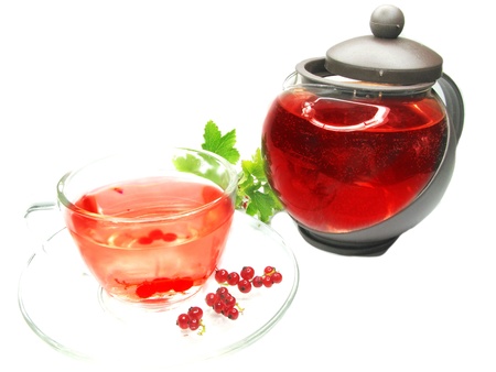herbal tea with currant extract and berriesの写真素材