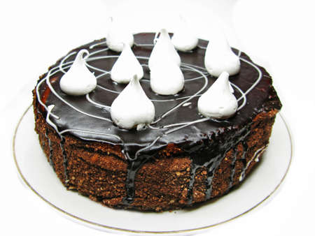 chocolate cake with cream sweet dessert