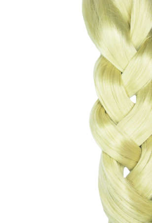 blond hair plaid isolated on white backgroundの写真素材