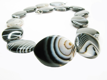 black and white agate beads isolated on white background