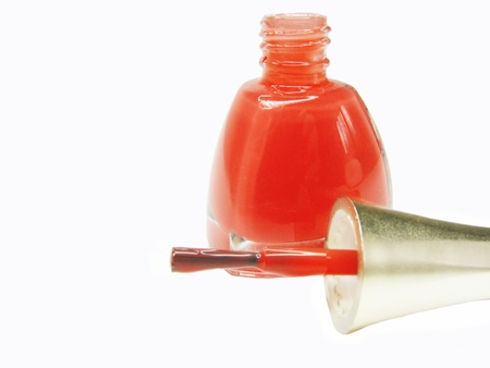 red nail polisher isolated on whiteの写真素材