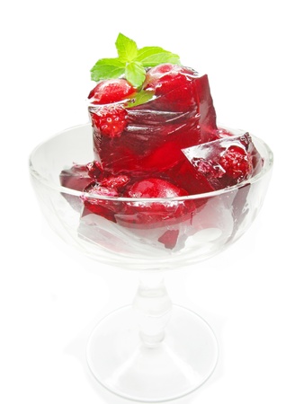 red colored marmalade dessert with cherryの写真素材