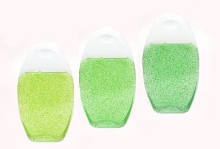 bottles of shampoo and shower gelの写真素材