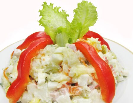 vegetable salad with mayonnaise and cornの写真素材