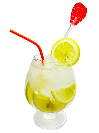 white fruit punch cocktail drink with lemon and iceの写真素材