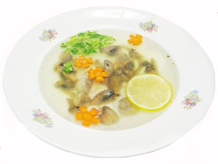 soup with mushrooms carrot and lemon