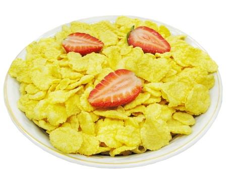 corn flakes with strawberry for breakfast