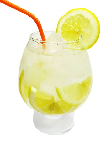 fruit punch cocktail drink with lemon and iceの写真素材