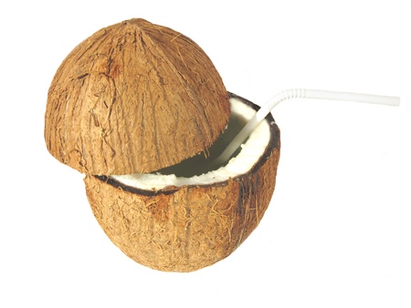 cut coconut isolated on white background