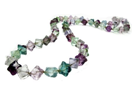fluorite semiprecious beads isolated on white backgroundの写真素材