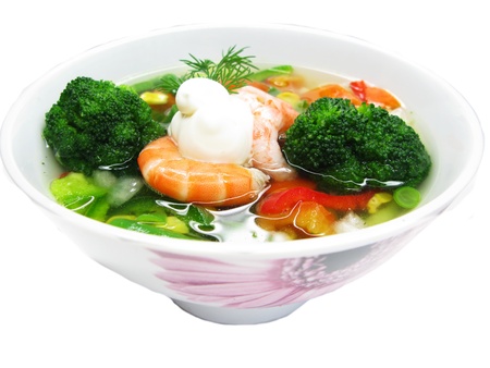 fish soup with shrimps vegetables lobster sea food