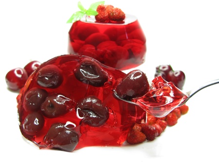 fruit jelly marmalade dessert with strawberryの写真素材