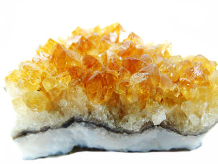 citrine natural quartz semigem geode crystals geological mineral isolatedの写真素材