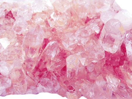 pink quartz semigem geode crystals geological mineral isolatedの写真素材