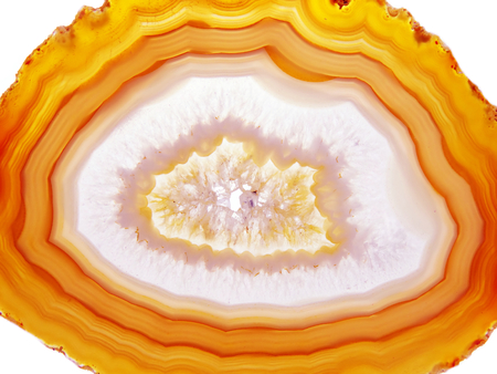 agate with chalcedony geological crystal isolatedの写真素材