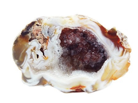 agate with chalcedony geological crystal isolated