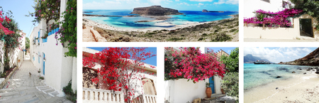 door architecture detail in house building with bougainvillaea Greeceの写真素材