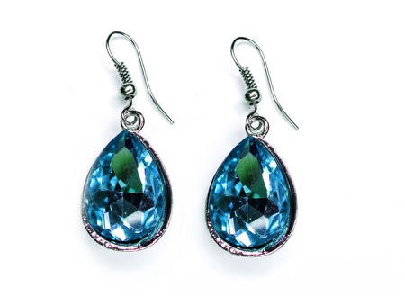 earrings with bright crystals jewelleryの写真素材