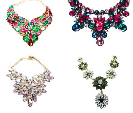 necklace with bright crystals jewelleryの写真素材