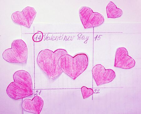 greeting card love valentine's day with heartsの写真素材