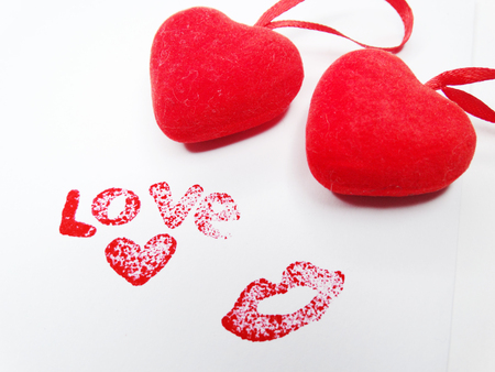 greeting card love valentine's day with heartsの写真素材