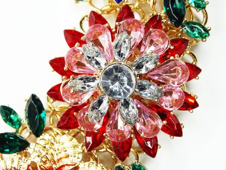 jewelry necklace with bright multicolor crystals jewelleryの写真素材
