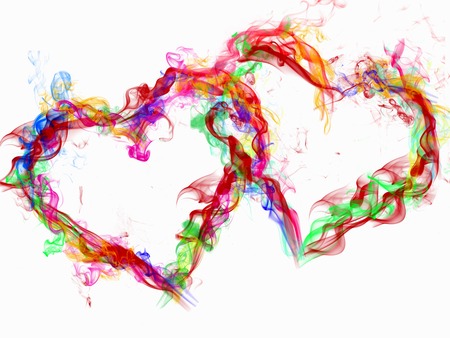 abstract background love colorful fog with heartの写真素材