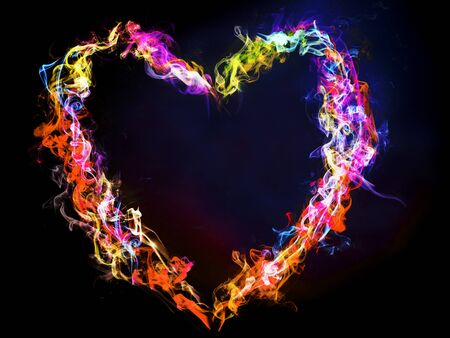 abstract background love colorful fog with heartの写真素材