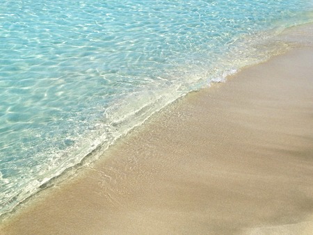sandy beach coast in the mediterranean sea landscape on Cyprus islandの写真素材