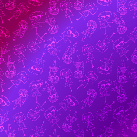 black and white pattern of the dolls. seamless patternのイラスト素材