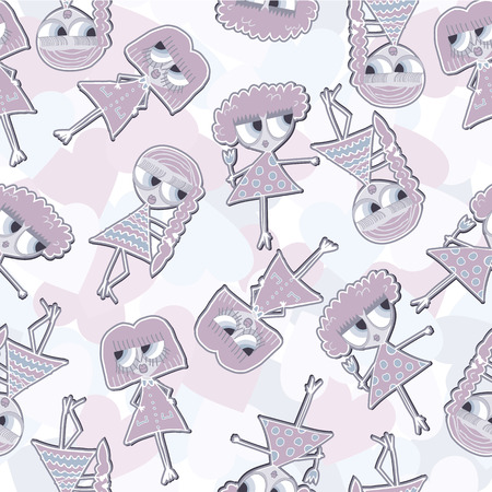 black and white pattern of the dolls. seamless patternのイラスト素材