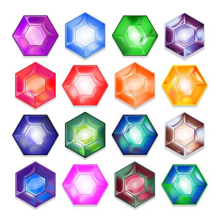 Vector set of colorful shiny jewels.のイラスト素材