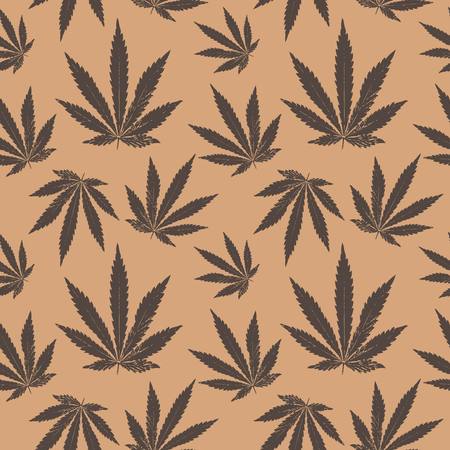 vector seamless pattern of cannabis leafのイラスト素材