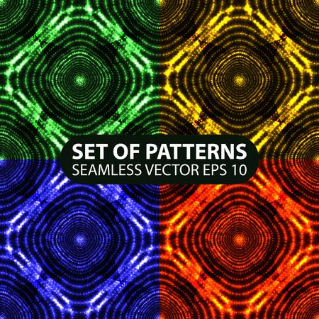 set of 4 seamless glowing ethnic patterns. 10 epsのイラスト素材