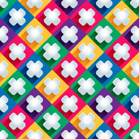 seamless pattern from paper crosses on a colored background.   のイラスト素材