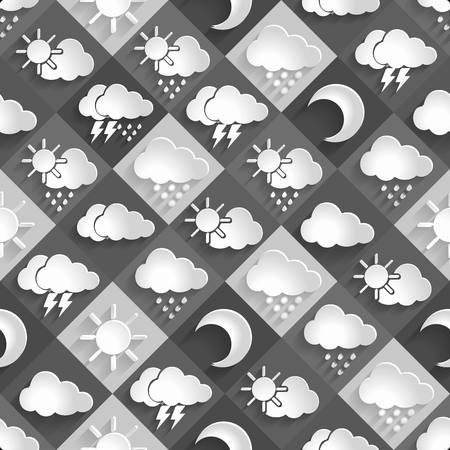 seamless vector pattern of weather icons paper.  のイラスト素材