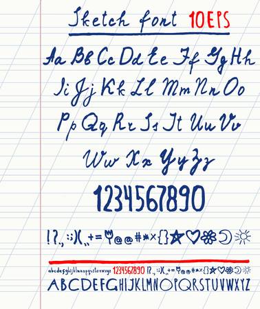 Handwritten vector English alphabet. Uppercase and lowercase letters.のイラスト素材